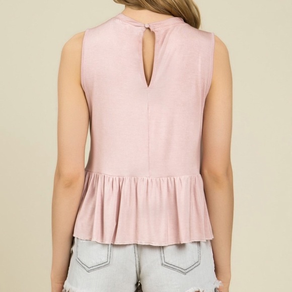 Sleeveless High neck peplum top PINK - Picture 4 of 7